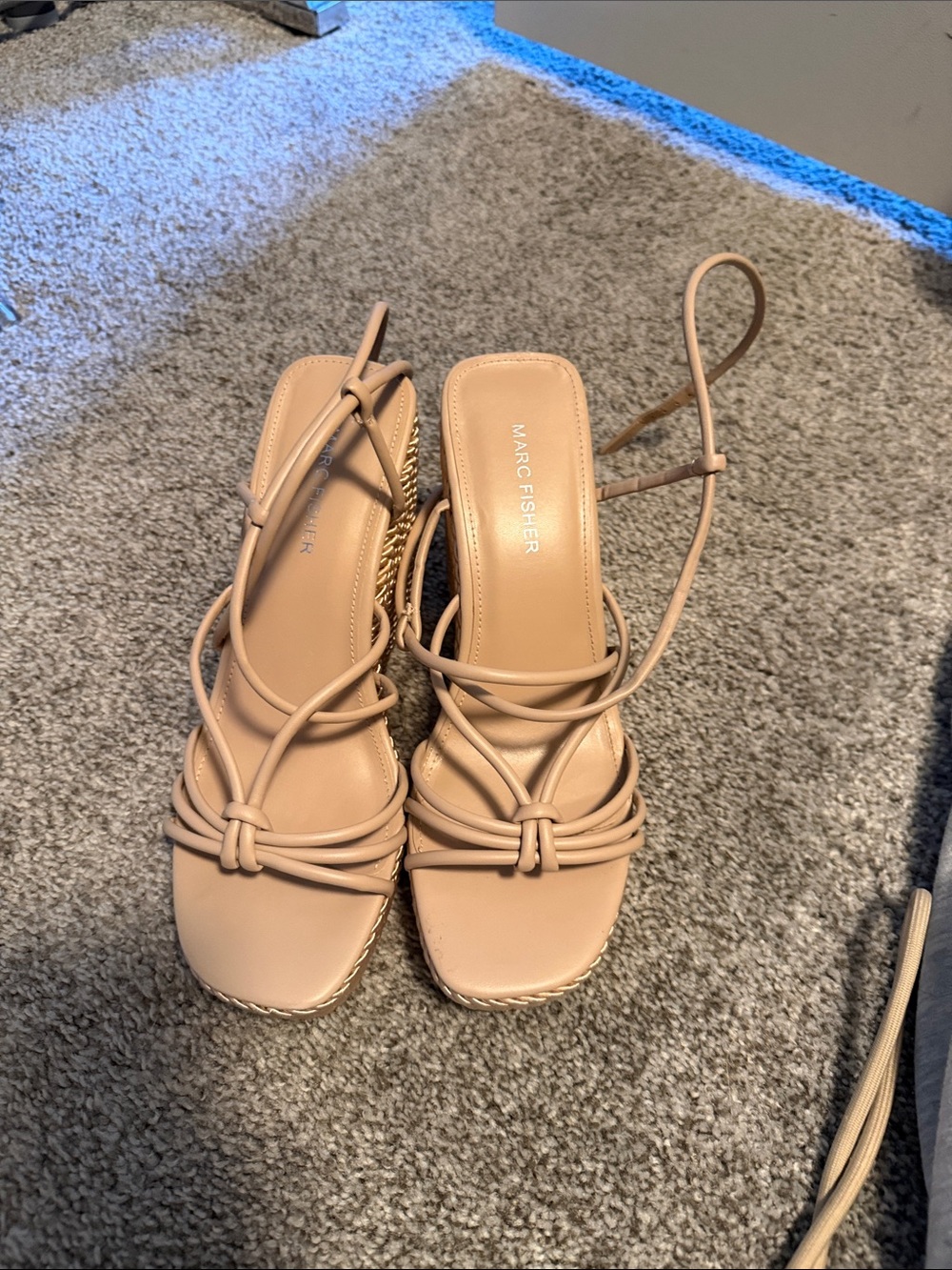Marc Fisher Zarah beige strappy knot sandals